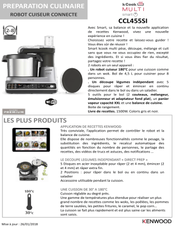 Product information | Kenwood KCook Multi Smart CCL455SI Robot cuiseur Product fiche | Fixfr