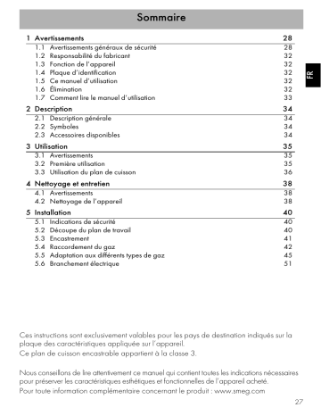 Manuel du propriétaire | Smeg PV373LCN Table gaz Owner's Manual | Fixfr