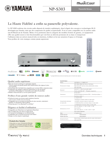 Product information | Yamaha MusicCast NP-S303 Silver Lecteur réseau HiFi Product fiche | Fixfr