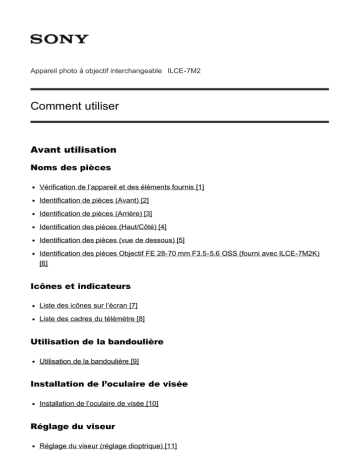 Manuel du propriétaire | Sony A7 II + 28-70mm Appareil photo Hybride Owner's Manual | Fixfr
