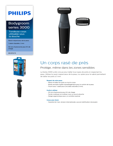 Product information | Philips BG3010/15 Tondeuse corps Product fiche | Fixfr