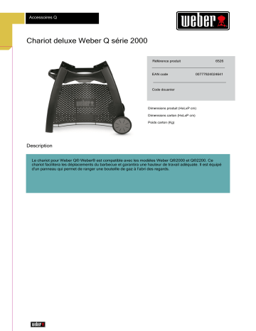Product information | Weber deluxe pour Q2000 Chariot barbecue Product fiche | Fixfr