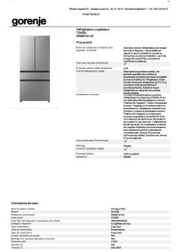 Gorenje NRM8181UX Réfrigérateur multi portes Product fiche
