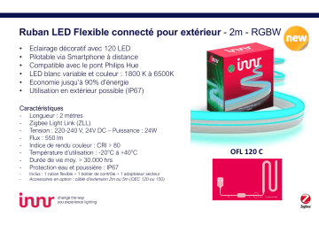 Product information | Innr Ruban LED Connecté Extérieur 2m Lampe connectée Product fiche | Fixfr