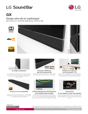 Product information | LG GX Barre de son Product fiche | Fixfr