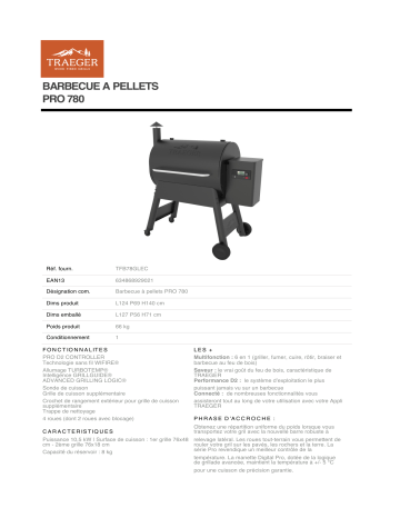 Product information | Traeger Pro 780 noir Barbecue à pellet Product fiche | Fixfr