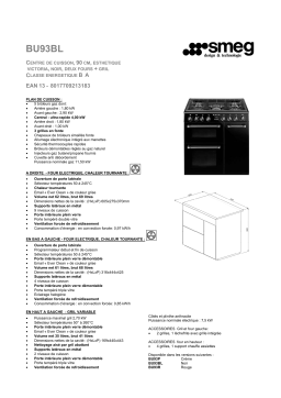 Smeg BU93BL Noir Piano de cuisson mixte Product fiche