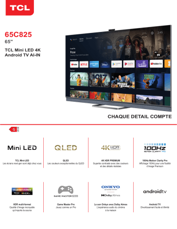 Product information | TCL 65C825 Mini Led Android TV TV QLED Product fiche | Fixfr