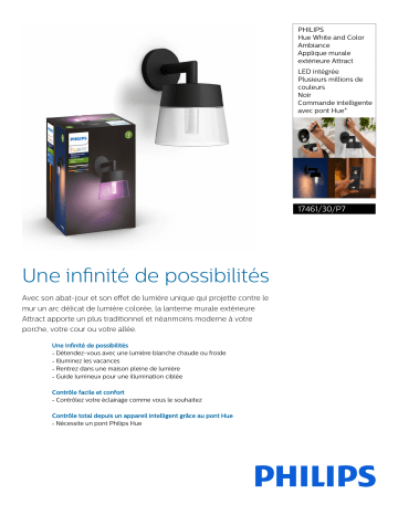 Product information | Philips HW&CA ATTRACT Applique 8W Noir Luminaire Product fiche | Fixfr