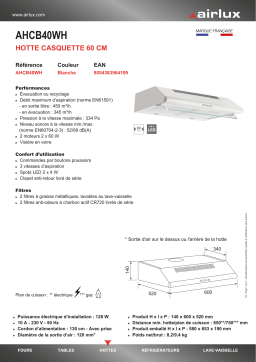 Airlux AHCB40WH Hotte casquette Product fiche