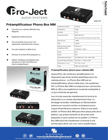 Product information | Pro-Ject Phono Box MM Préampli phono Product fiche | Fixfr