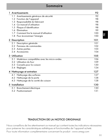 Manuel du propriétaire | Smeg SF4301MX Four encastrable Owner's Manual | Fixfr