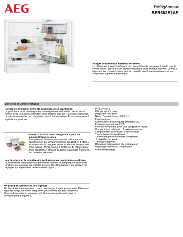 Product information | AEG SFB682E1AF Réfrigérateur 1 porte encastrable Product fiche | Fixfr