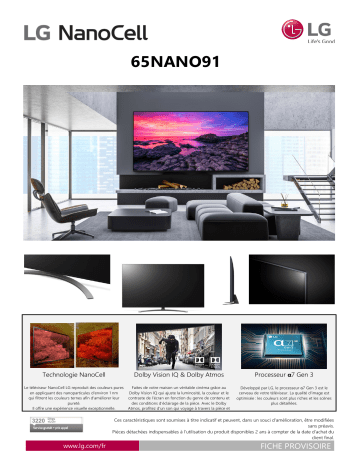 Product information | LG NanoCell 65NANO916 2020 TV LED Product fiche | Fixfr