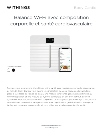 Product information | Withings Body Cardio Noir Pèse personne connecté Product fiche | Fixfr