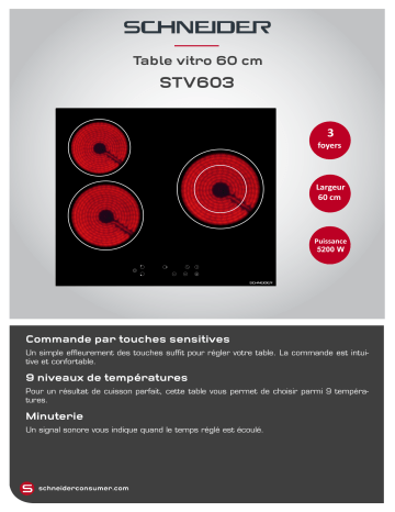 Product information | Schneider STV603 Table vitrocéramique Product fiche | Fixfr