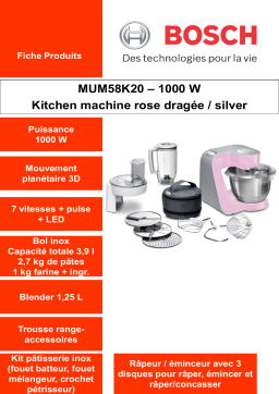 Bosch MUM58K20 Robot pâtissier Product fiche