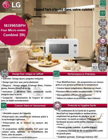 Product information | LG MJ3965BPH Micro ondes combiné Product fiche | Fixfr