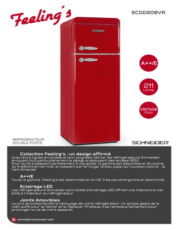 Product information | Schneider SCDD208VR Réfrigérateur 2 portes Product fiche | Fixfr