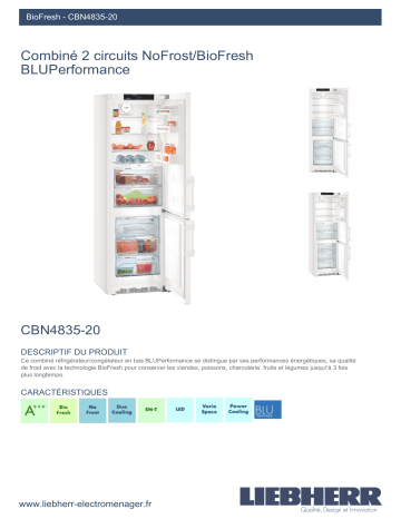 Product information | Liebherr CBN4835-21 Réfrigérateur combiné Product fiche | Fixfr