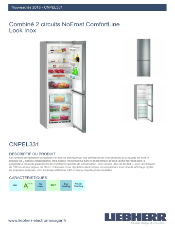 Product information | Liebherr CNPel331 Réfrigérateur combiné Product fiche | Fixfr