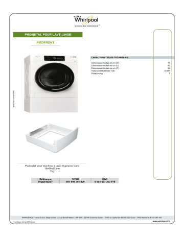 Product information | Whirlpool FSCR 12440 Socle Product fiche | Fixfr