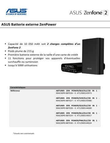 Product information | Asus Zenpower Gold 10050 mAh Batterie externe Product fiche | Fixfr