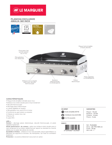 Product information | Le Marquier Exclusive Amalia 360 inox Plancha gaz Product fiche | Fixfr