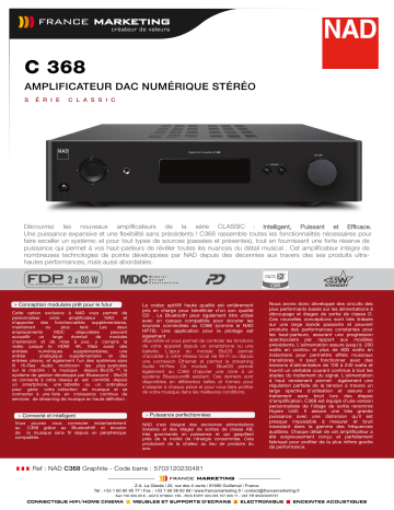 Product information | NAD C368 Graphite Amplificateur HiFi Product fiche | Fixfr