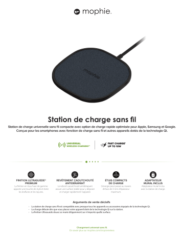 Product information | Mophie SANS FIL UNIVERSEL NOIR Chargeur induction Product fiche | Fixfr