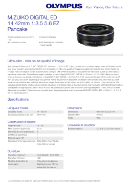 Olympus 14-42mm f/3.5-5.6 EZ noir Pancake Objectif pour Hybride Product fiche