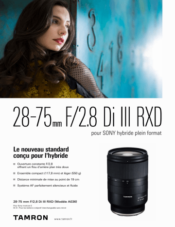 Product information | Tamron 28-75mm F/2.8 Di III RXD Sony E-Mount Objectif pour Hybride Plein Format Product fiche | Fixfr