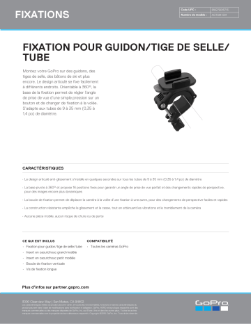 Product information | Gopro pour guidons et tubes 9-35mm Fixation Product fiche | Fixfr