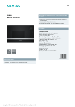 Siemens BF555LMS0 IQ500 Micro ondes encastrable Product fiche