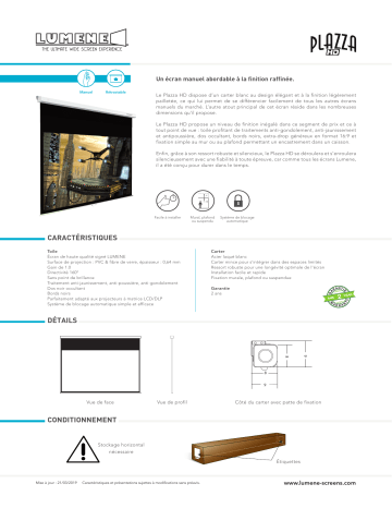 Product information | Lumene PLAZZA HD 240 C MANUAL SCREEN Ecran de projection Product fiche | Fixfr