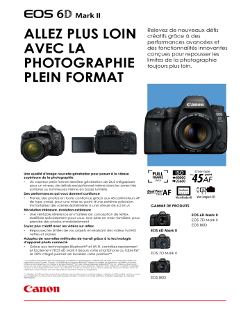 Product information | Canon EOS 6D Mark II + 24-105mm IS STM Appareil photo Reflex Product fiche | Fixfr