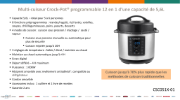 Crock Pot Express programmable 5.6 l CSC051X-01 Multicuiseur Product fiche