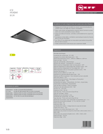 Product information | Neff I95CAQ6N0 Hotte plafond Product fiche | Fixfr