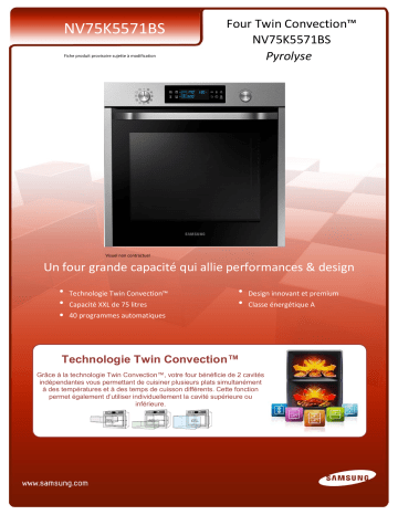 Product information | Samsung NV75K5571BS DUAL COOK Four encastrable Product fiche | Fixfr