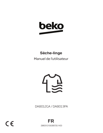 Manuel du propriétaire | Beko DA8013PA Sèche linge à évacuation Owner's Manual | Fixfr