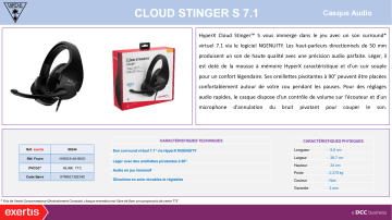Product information | Hyperx Cloud Stinger S 7.1 PC Casque gamer Product fiche | Fixfr