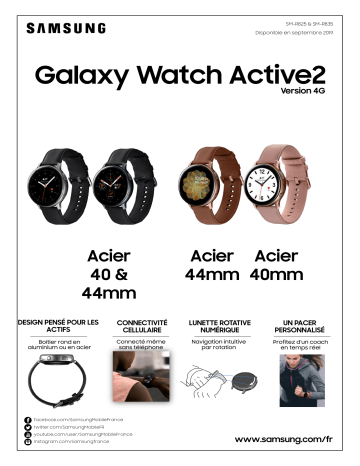 Galaxy Watch 4G Active2 Noir Acier 44mm | Product information | Samsung Galaxy Watch 4G Active2 Argent Acier 44 Montre connectée Product fiche | Fixfr