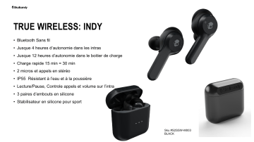 Product information | Skullcandy Indy Noir Ecouteurs Product fiche | Fixfr