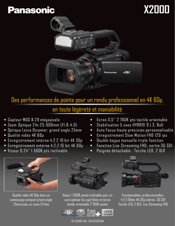 Product information | Panasonic HC-X2000E Caméscope Product fiche | Fixfr