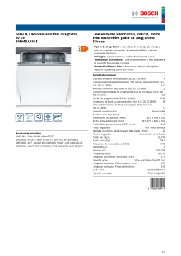 Bosch SMV46AX01E SERIE 4 Lave vaisselle tout intégrable Product fiche