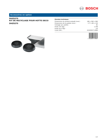 Product information | Bosch DHZ 5275 Kit de recyclage Product fiche | Fixfr