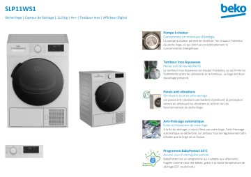 Product information | Beko SLP11WS1 Sèche linge pompe à chaleur Manuel utilisateur | Fixfr