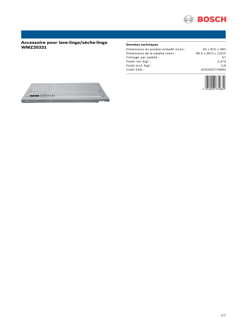 Product information | Bosch WMZ20331 Plaque de recouvrement Product fiche | Fixfr