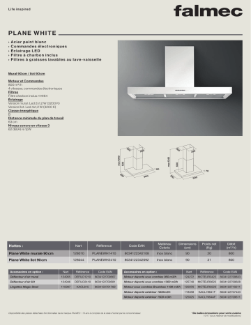 Product information | Falmec PLANEWH2410 Hotte décorative îlot Product fiche | Fixfr