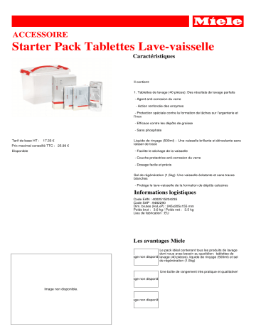 Product information | Miele Tablettes Lave-vaisselle Nettoyant Product fiche | Fixfr